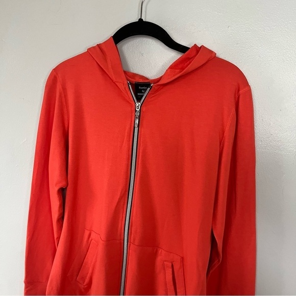 Bamboo by Brandwear Slim Fit Basic Casual Zip Up Hooded Jacket Orange Small - Picture 2 of 9
